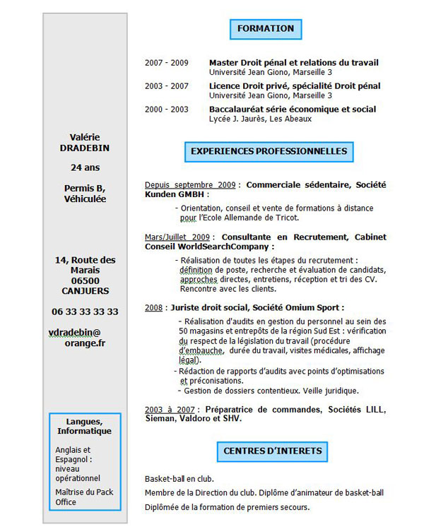 télécharger exemple cv lettre