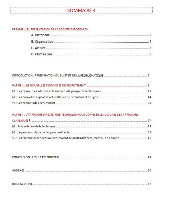 Rapport De Stage Sommaire